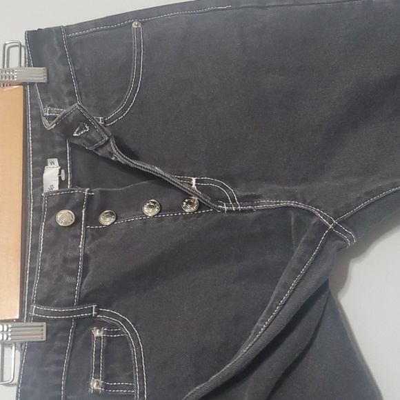 Adika jeans women's size medium black white trim button-fly raw-cut fray… - Picture 10 of 15